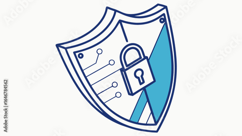 Security shield with padlock for data protection and network security concept vector illustration