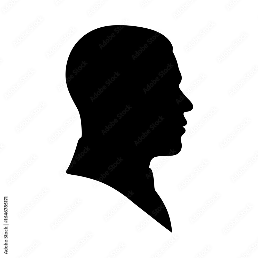 Elegant monochrome silhouette of a male head in profile on white Elegant monochrome silhouette of a male head in profile on white