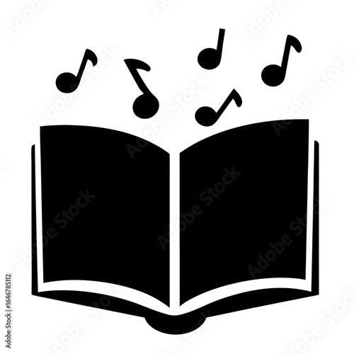 Open book emitting musical notes representing learning and creative inspiration