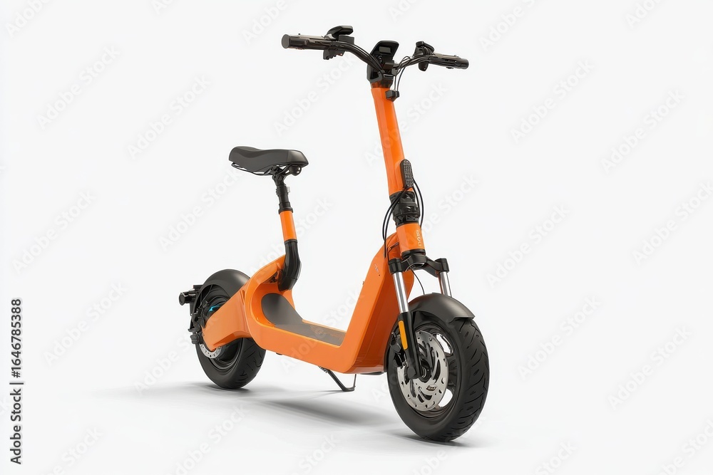 Obraz premium Sleek Orange Electric Scooter on White Background