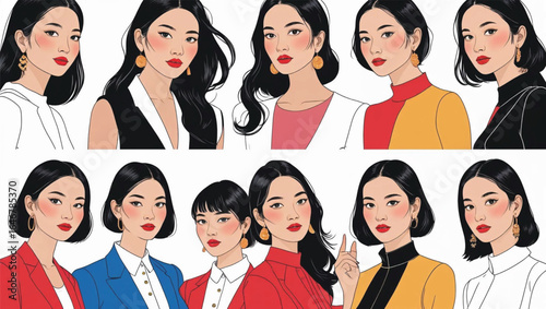 High-resolution vector illustration white background woman. Ai Generate