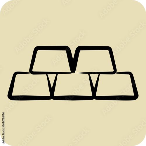 Icon Gold. related to Natural Resources symbol. hand drawn style. design editable