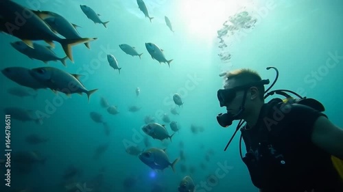 Wallpaper Mural Scuba diver ocean fish Torontodigital.ca