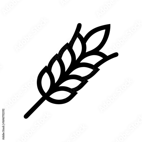 Elegant black-and-white linear icon of a wheat ear
