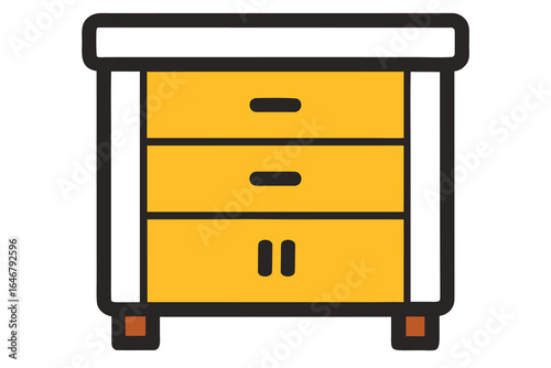 A yellow nightstand isolated on white background