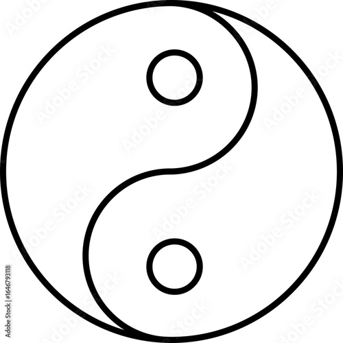 Yin Yang icon. Symbol of balance and harmony in life and nature, isolated on transparent background. Classic design with black and white. Vector illustration.
