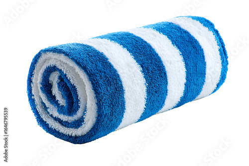Rolled Blue and White Striped Beach Towel
