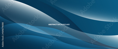Blue abstract background with overlapping wave patterns forming a beautiful pattern. Vector template for digital lux business banner, contemporary formal invitation, luxury voucher	