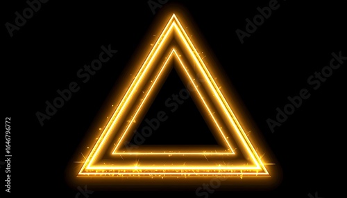 Gold triangle frame on black background