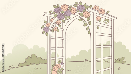 Wedding arch decorated with flowers for outdoor ceremony and garden party celebration event decor ideas