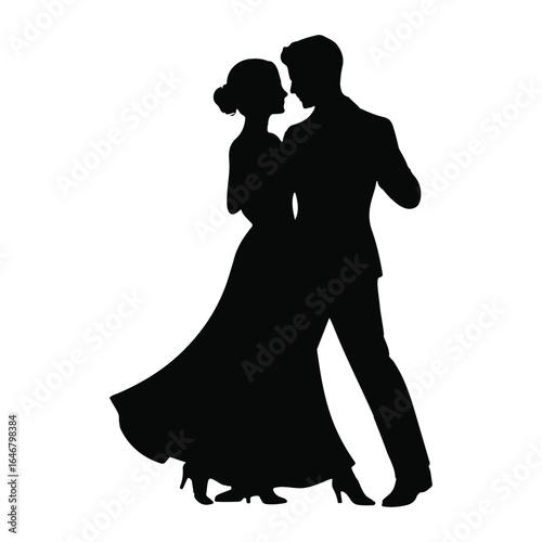 A couple dancing closely pure white background crisp vector detail no text