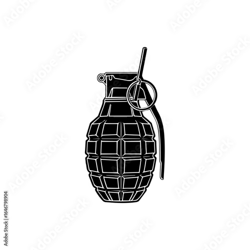 Black and White Grenade Icon A Simple Illustration for Security and Warfare Concepts