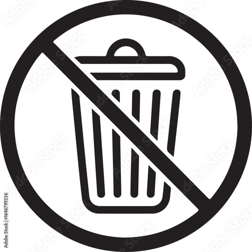 No trash can symbol indicating prohibition of waste disposal or littering in a clean environment