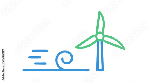 Wind turbine energy renewable power illustration for sustainable resources and green future design