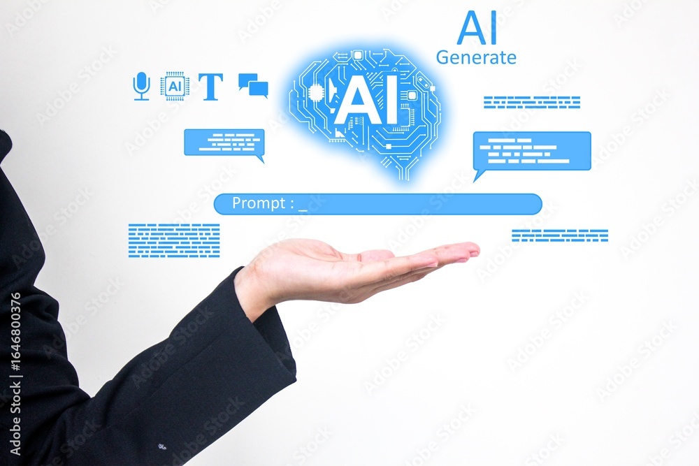 Artificial intelligence and prompt generation vector for AI tools, machine learning, and automation concept. Ideal for technology design, innovation, and digital solution illustration. Artificial intelligence and prompt generation vector for AI tools, machine learning, and automation concept. Ideal for technology design, innovation, and digital solution illustration.