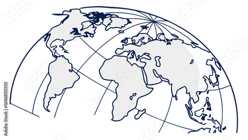 World globe map illustration continents geography earth global cartography travel education diagram drawing