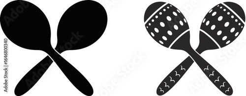 UntitledVector art of two maracas isolated on white background, a musical instrument used in latin american music, featuring a black and white design with rhythmic patterns for festive celebrations