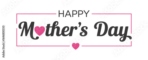 UntitledVector art of happy mothers day with pink hearts isolated on white background, a festive greeting card design featuring elegant typography and decorative elements for celebrating motherhood an