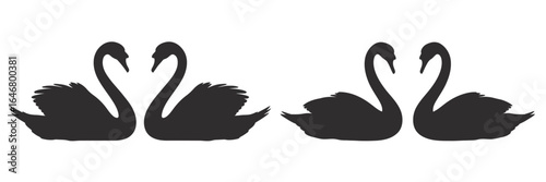 UntitledVector art of graceful swans facing each other isolated on white background, symbolizing love and elegance, perfect for romantic themes and decorative designs, showcasing the beauty of nature