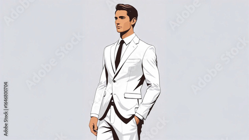 High Resolution Vector Illustration young man in AI Generate