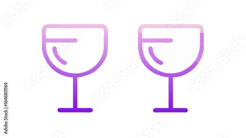 Two wine glasses vector icon illustration for bar restaurant drink menu and celebration design asset