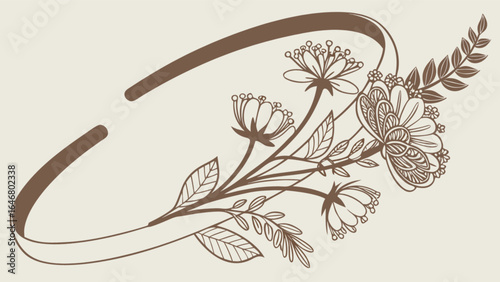Elegant floral headband vector design with botanical elements for fashion and beauty accessories art