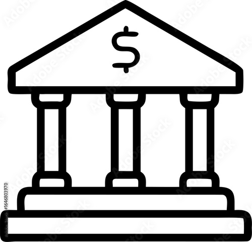 Modern bank building with architectural details and clean lines