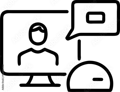 Digital illustration of people communicating on a video conference call with connection lines