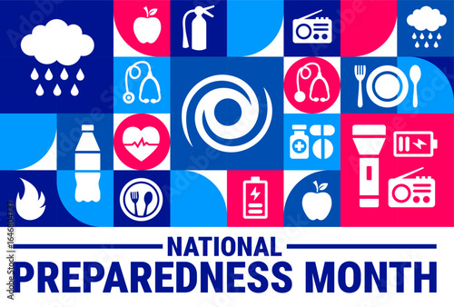 National Preparedness Month Geometric shape pattern background, banner, card or poster design template is observed every year during September, to raise awareness about the mission. Vector