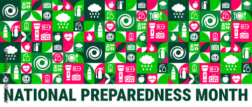 National Preparedness Month Geometric shape pattern background, banner, card or poster design template is observed every year during September, to raise awareness about the mission. Vector