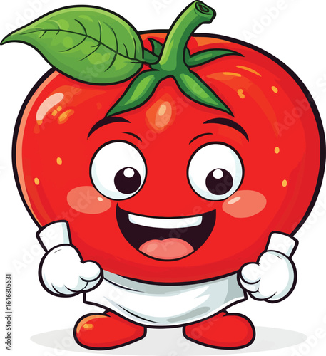 Cheerful Tomato Vector Character Cute Food Illustration For Childrens Books Educational Materials And Healthy Eating Promotions
