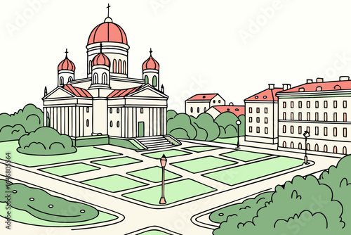 Helsinki, Uusimaa, Finland – Known for the Helsinki Cathedral overlooking Senate Square.
