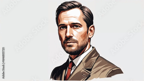 High Resolution Vector Illustration young man in AI Generate