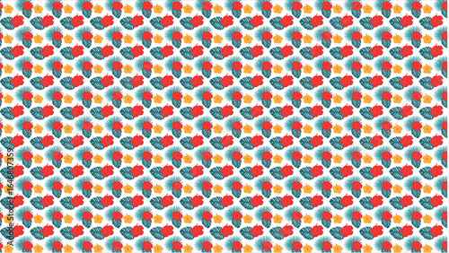 A detailed and rich seamless tropical pattern, showcasing an intricate composition of exotic flowers and different types of leaves for a deep jungle aesthetic.