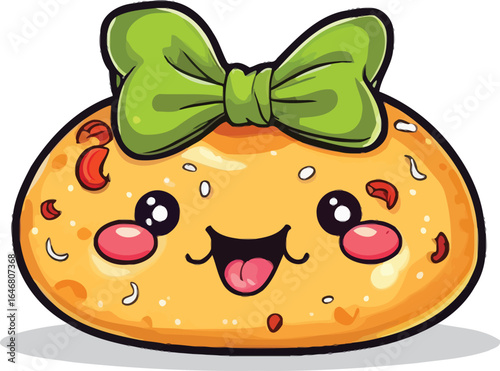 Adorable Cartoon Character With Green Bow Cheerful Vector Illustration For Childrens Designs Educational Materials And Fun Graphic Projects Radiating Charm And Lightheartedness