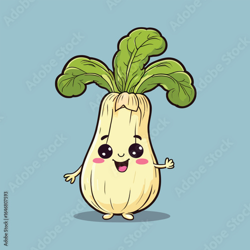 Cheerful Bok Choy Cartoon Character Cute Vegetable Illustration For Childrens Books Educational Materials And Healthy Food Promotions