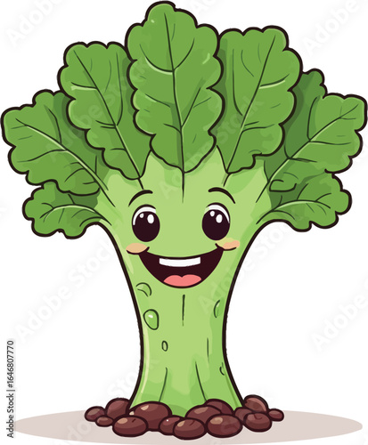 Cartoon Broccoli Character Vector Illustration Happy Vegetable Mascot For Kids Education Healthy Eating And Creative Design Projects