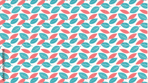 A beautiful and modern tropical pattern with a cheerful and vibrant feel, thanks to its eye-catching color palette of refreshing turquoise and warm coral.
