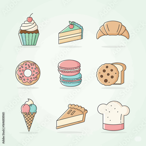 Sweets and Bakery Treats Icon Set