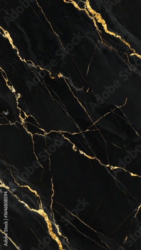 Black marble texture with gold veining