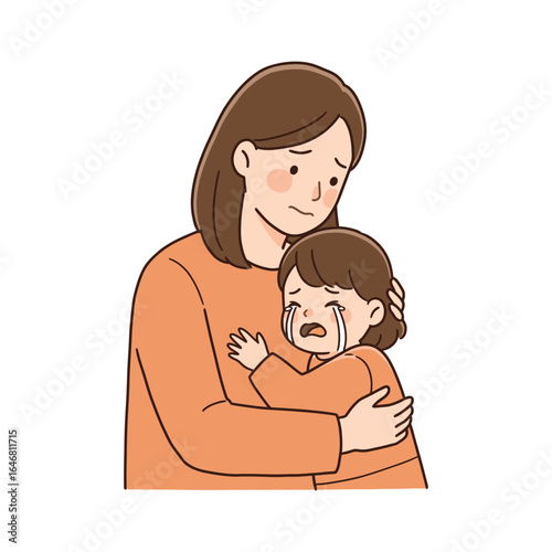 Mother Comforting Crying Child A Tender Illustration of Maternal Love and Support