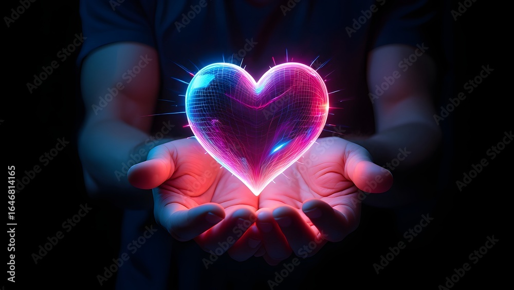 Glowing Heart in Hands Symbol of Love, Care, and Compassion Glowing Heart in Hands Symbol of Love, Care, and Compassion