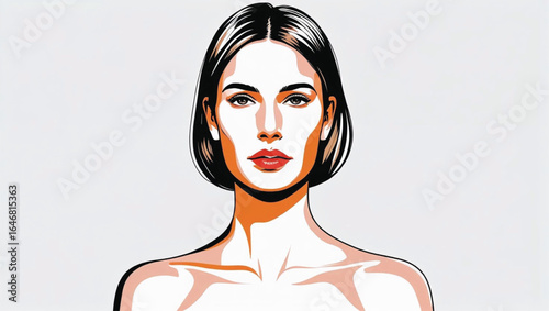 High-resolution vector illustration white background woman. Ai Generate