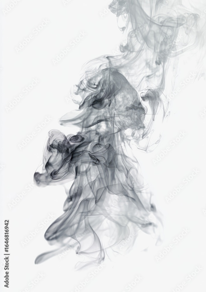 Fototapeta premium Abstract smoky shapes against a plain white background