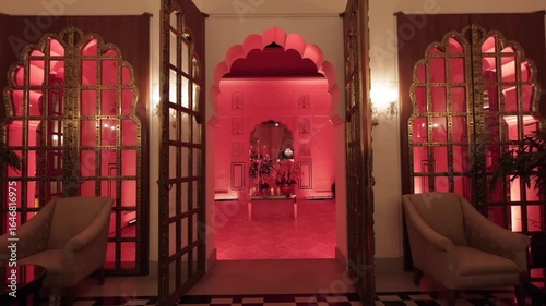 A Slow Motion Shot of an Indian Wedding Venue Decoration in India

