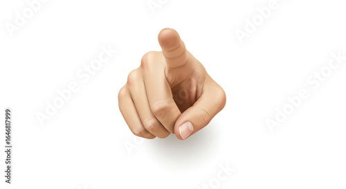 Realistic vector of a light cream human hand with index finger extended pointing forward, with top-down lighting shadows, isolated on pure white background.