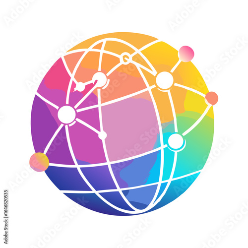 Global network connecting the world isolated on white background
