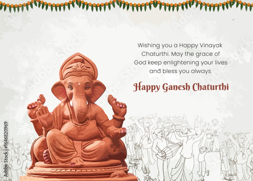 Happy Ganesh Chaturthi with Eco friendly Ganesha Illustration