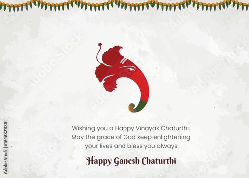 Happy Ganesh Chaturthi with Ganesh flower shape