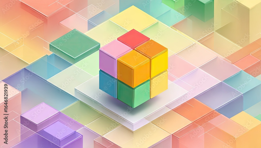 Fototapeta premium Colorful geometric cube arrangement